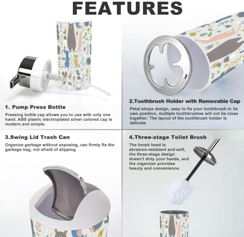 Seamless Forest Bathroom Accessories 6 Pcs