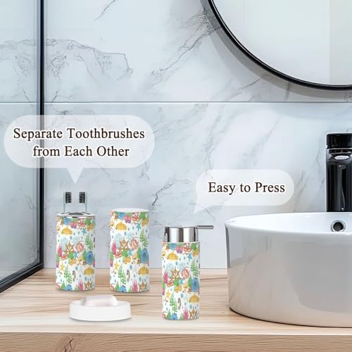 Aesthetic Fish-Print 6-Piece Stick-on Modern Bath Accessories Set
