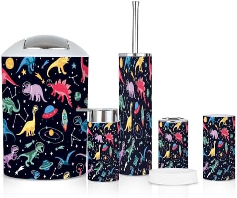 Bathroom Set 6-Piece Boho Astronaut Dinosaur Bathroom Set