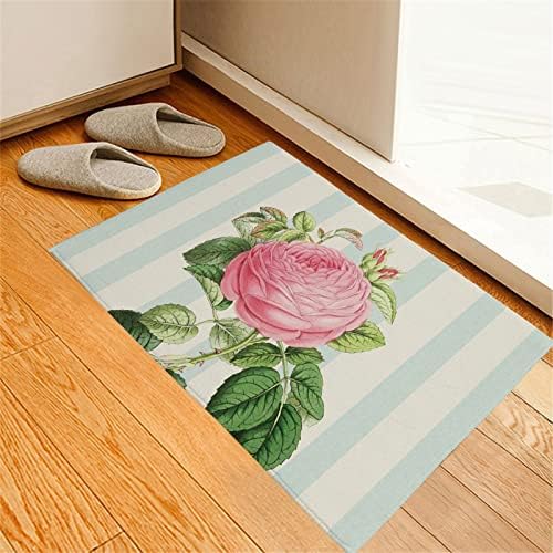 Valentines Day Watercolor Flowers Door Mat 16x24In