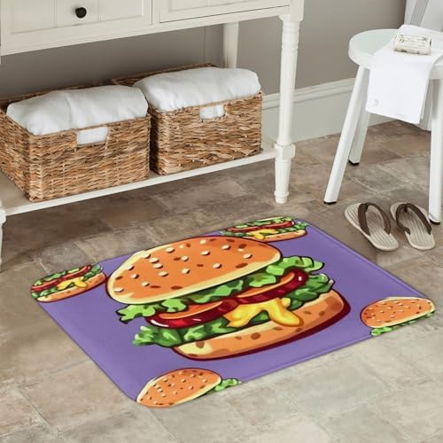 Cartoon Hamburger Welcome Door Mat For Entryway