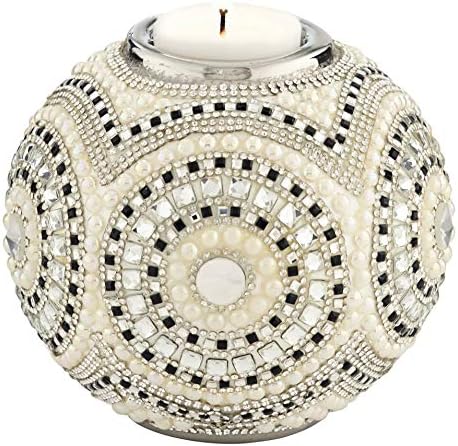 Beaded Silver Plated Tea Light Candle Holder 4 34
