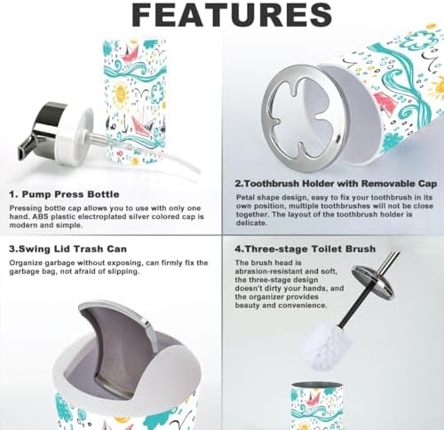 Stylish 6 Piece Bathroom Accessory Set with Decorative Design