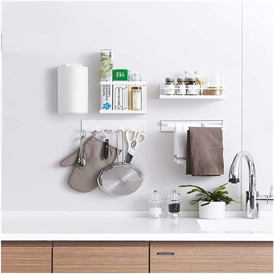 White Metal Towel Rack Wall Mounted Hanger Holder Bar