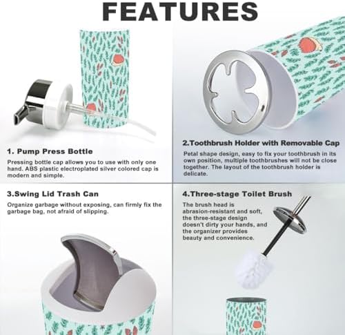 Seamless Hedgehog Floral Elements 6-Piece Bath Set