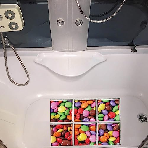 Non-slip bathtub stickers 59x59 inch 6pc anti-adhere rainbow designs
