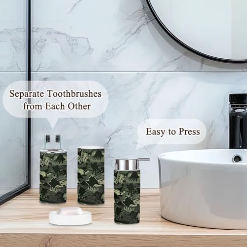 Bathroom Accessories Set 6 Pcs - Dino Pattern Design