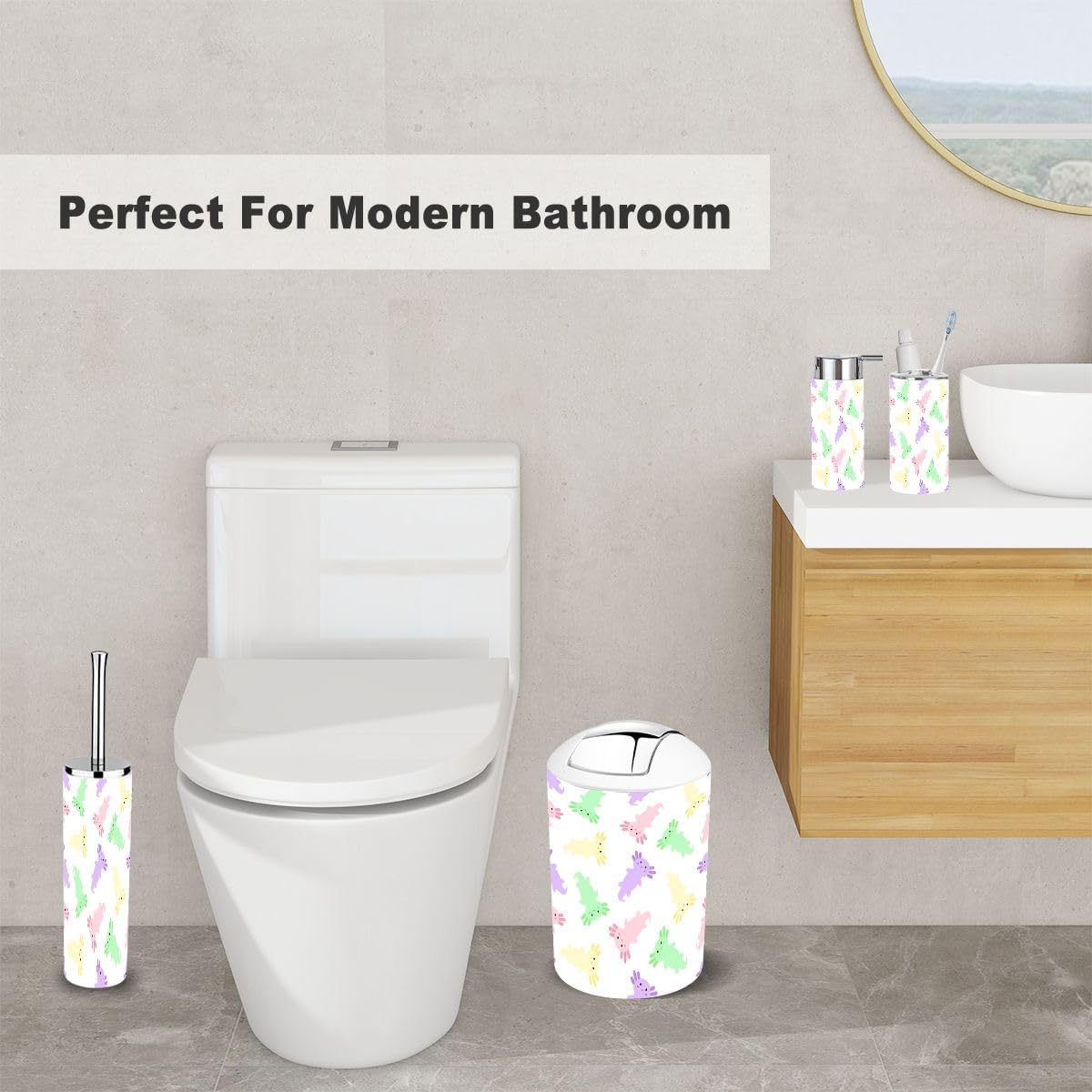 6 Piece Cute Cartoon Axolotl Bathroom Accessories Set