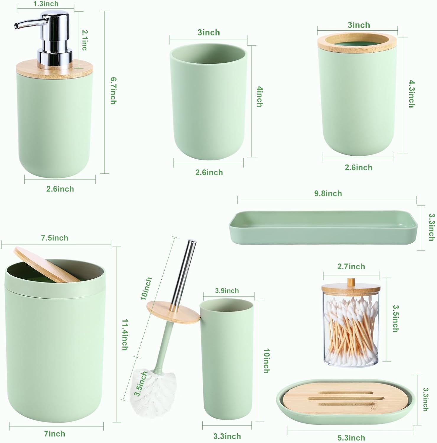 iMucci Pastel Green 9-Piece Bathroom Accessory Set