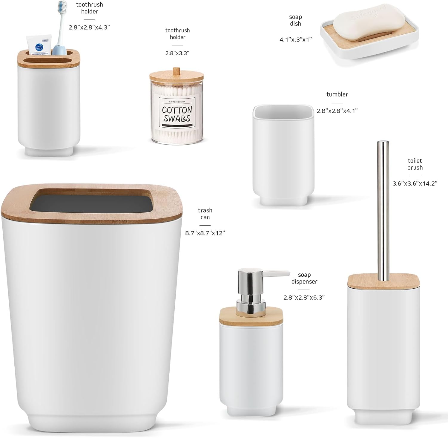 IMAVO Bathroom Accessories Set 11 Pieces White Grey