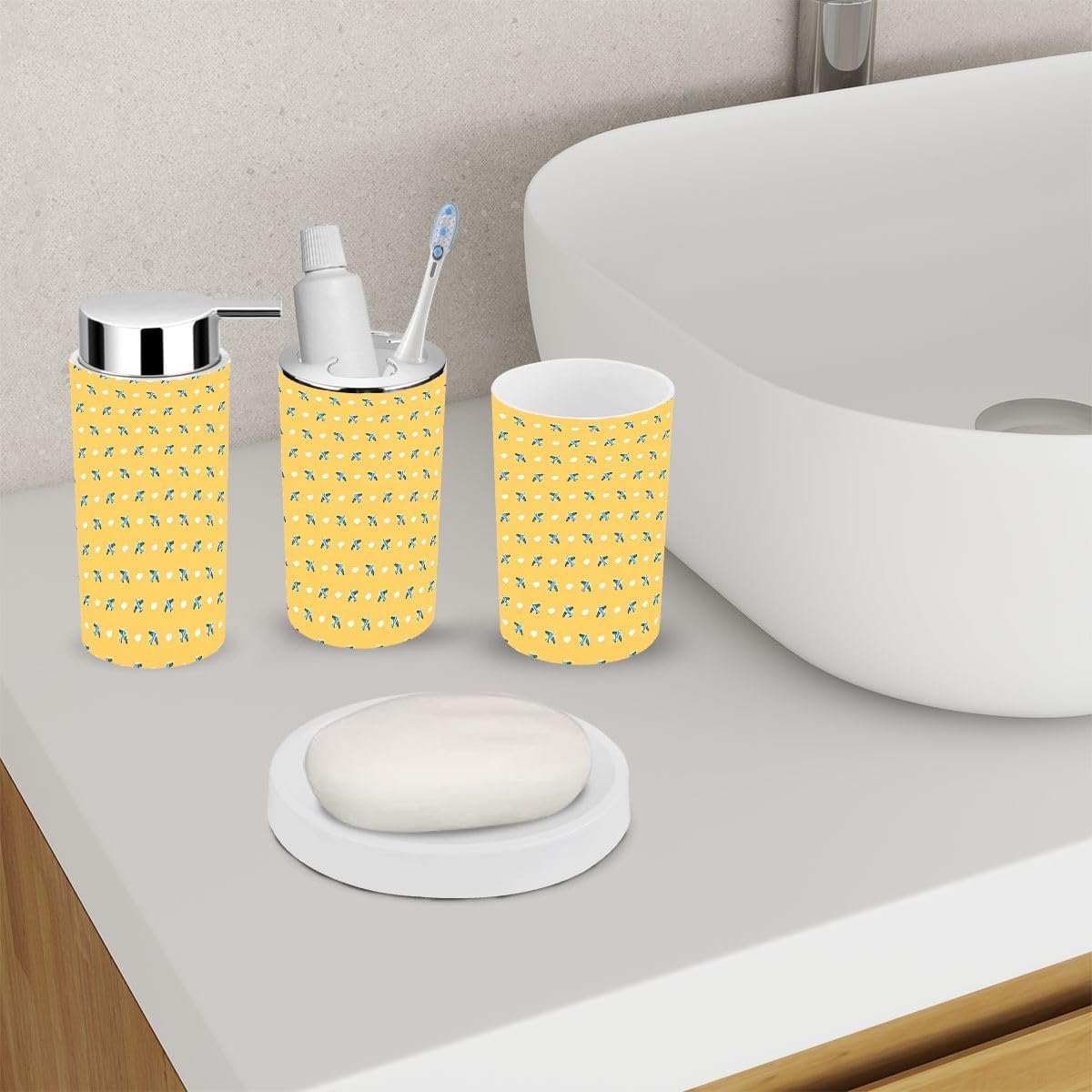 Exclusive Kids Cartoon Toothbrush Trash Accessory Set for Bathroom