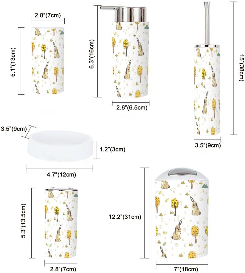 XNGJEMVWXO 6-Piece Cartoon Bunny Bathroom Accessories Set