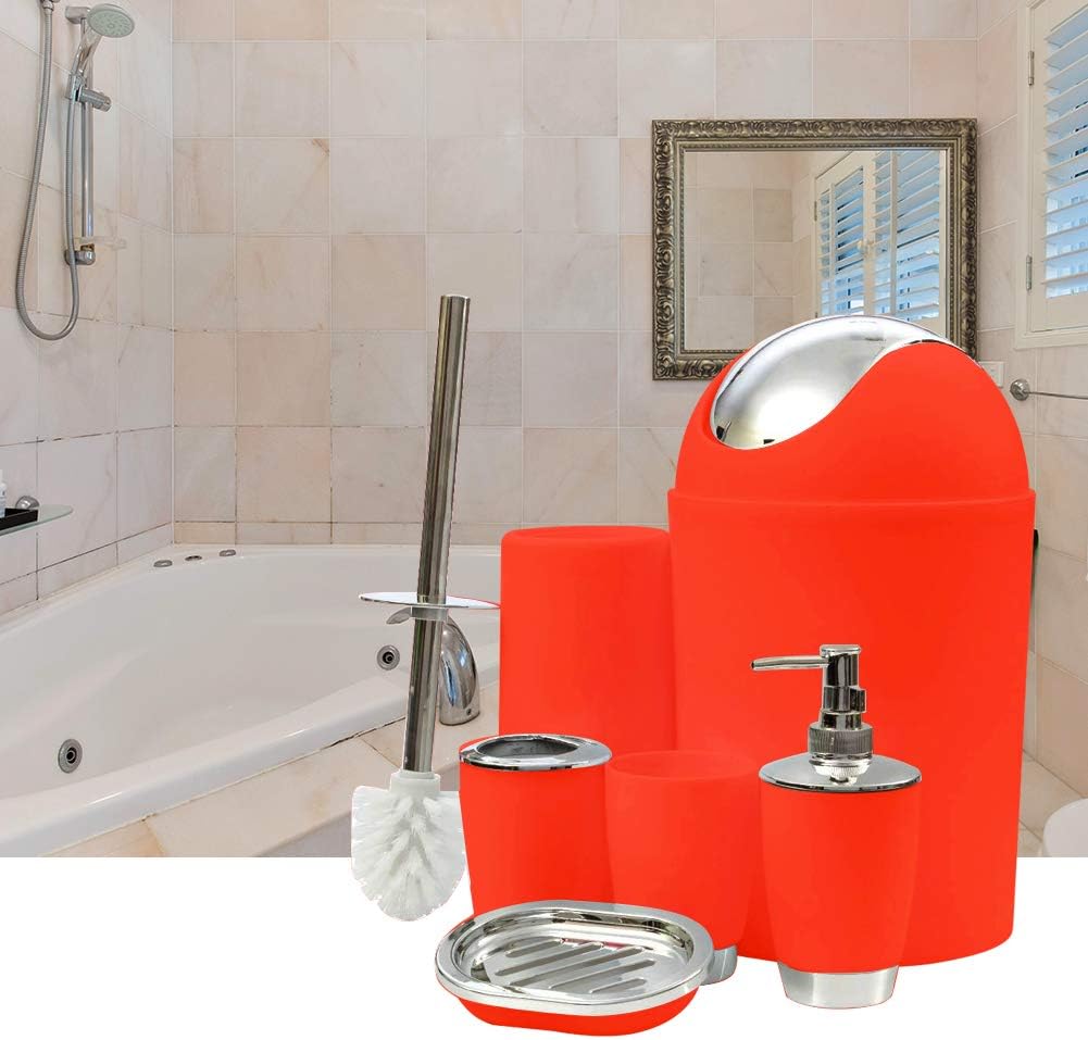 6pc Bathroom Accessories Set Red