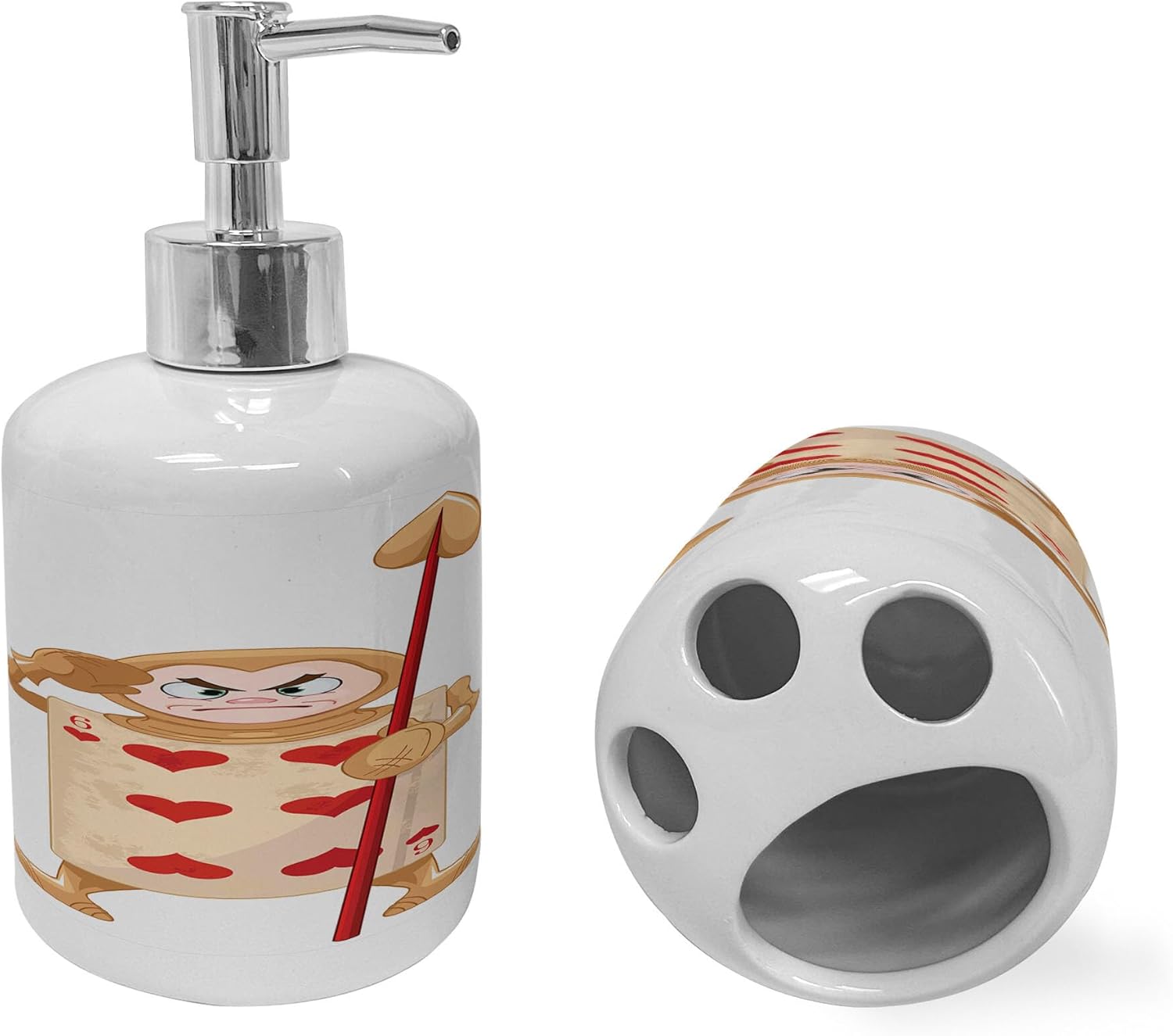Bathroom Accessory Set - Alice in Wonderland Toothbrush Holder Soap Dispenser