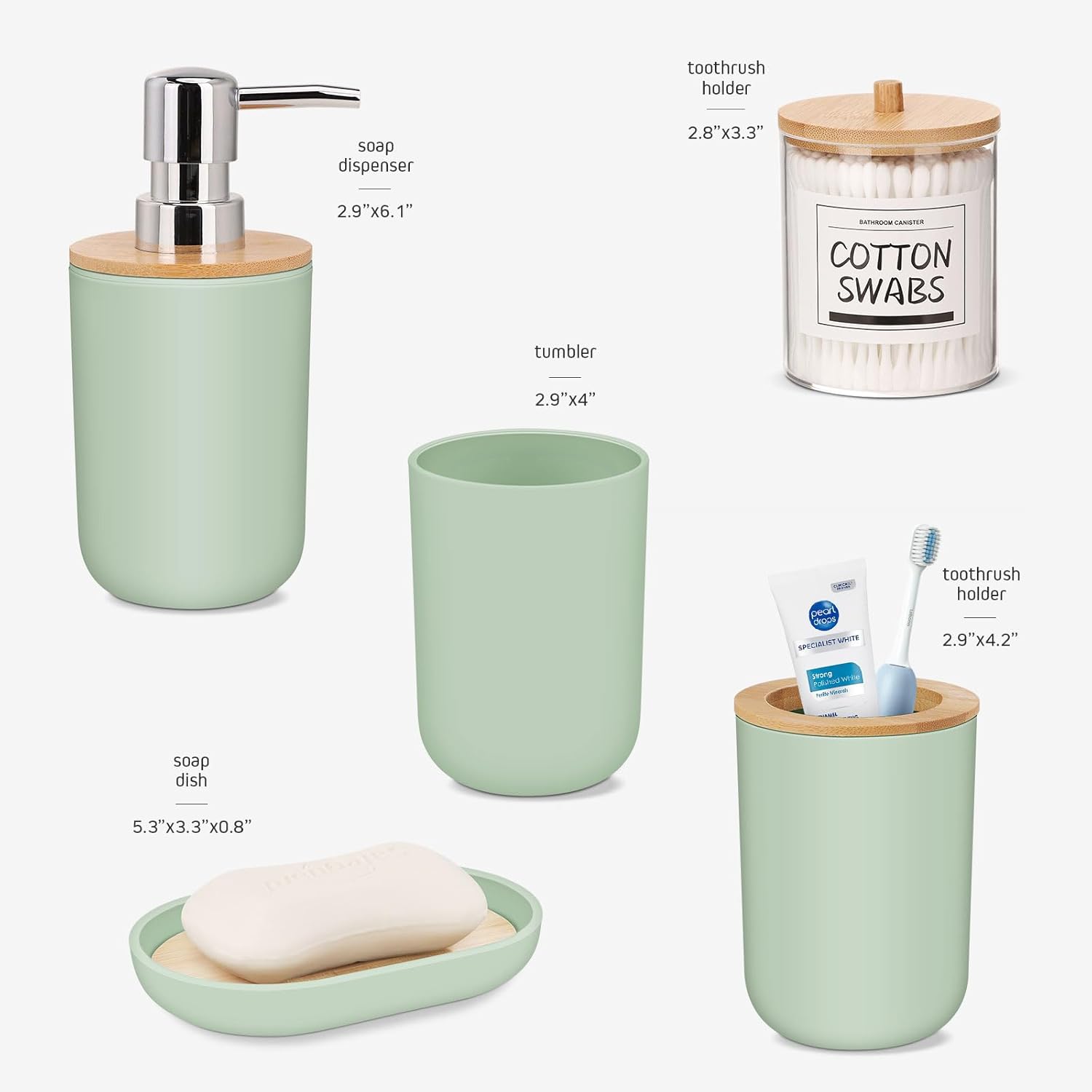 IMAVO Green Bathroom Accessories Set 5 Piece