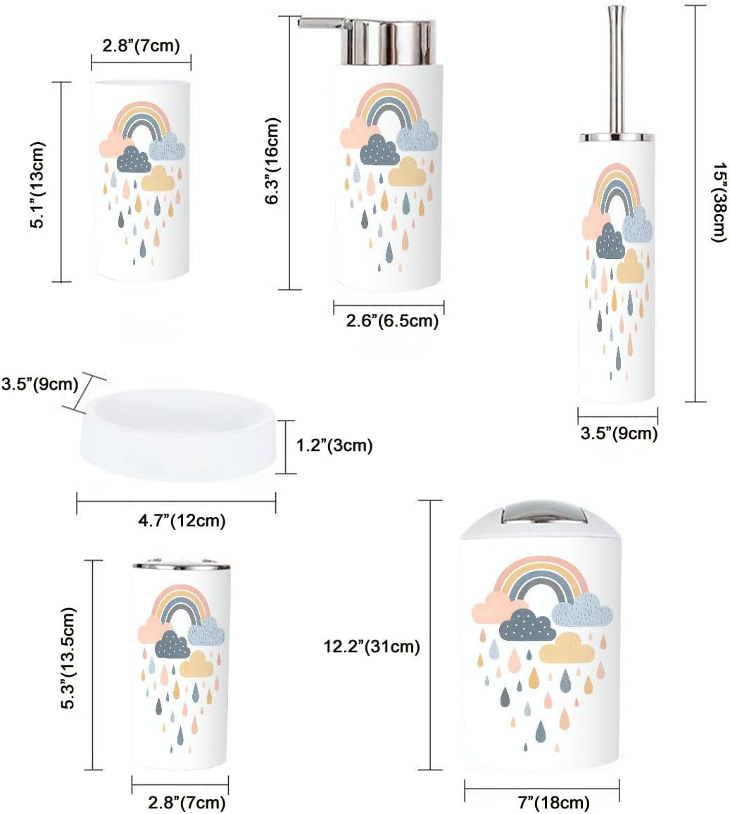 Cute Sky Clouds Bathroom Accessory Set 6 Piece