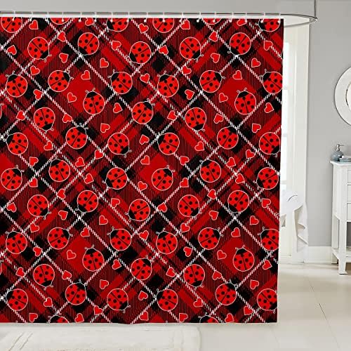 Jeje Red Ladybugs Bath curtains with ladybugs design