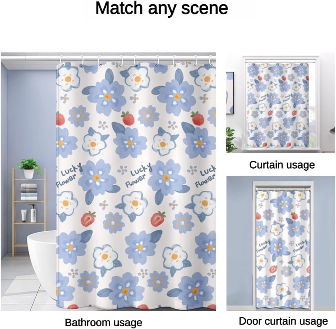 Bath Time Surprise POMN Kids Floral Shower Curtain
