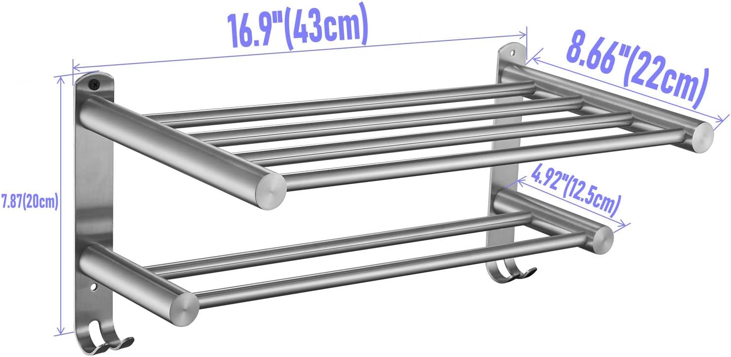 Leekayer Double Layer Towel Rack 40cm Brushed Nickel