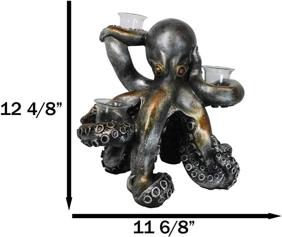 Ebros Rustic Holiday Octopus Candle Holder Statue 125 H