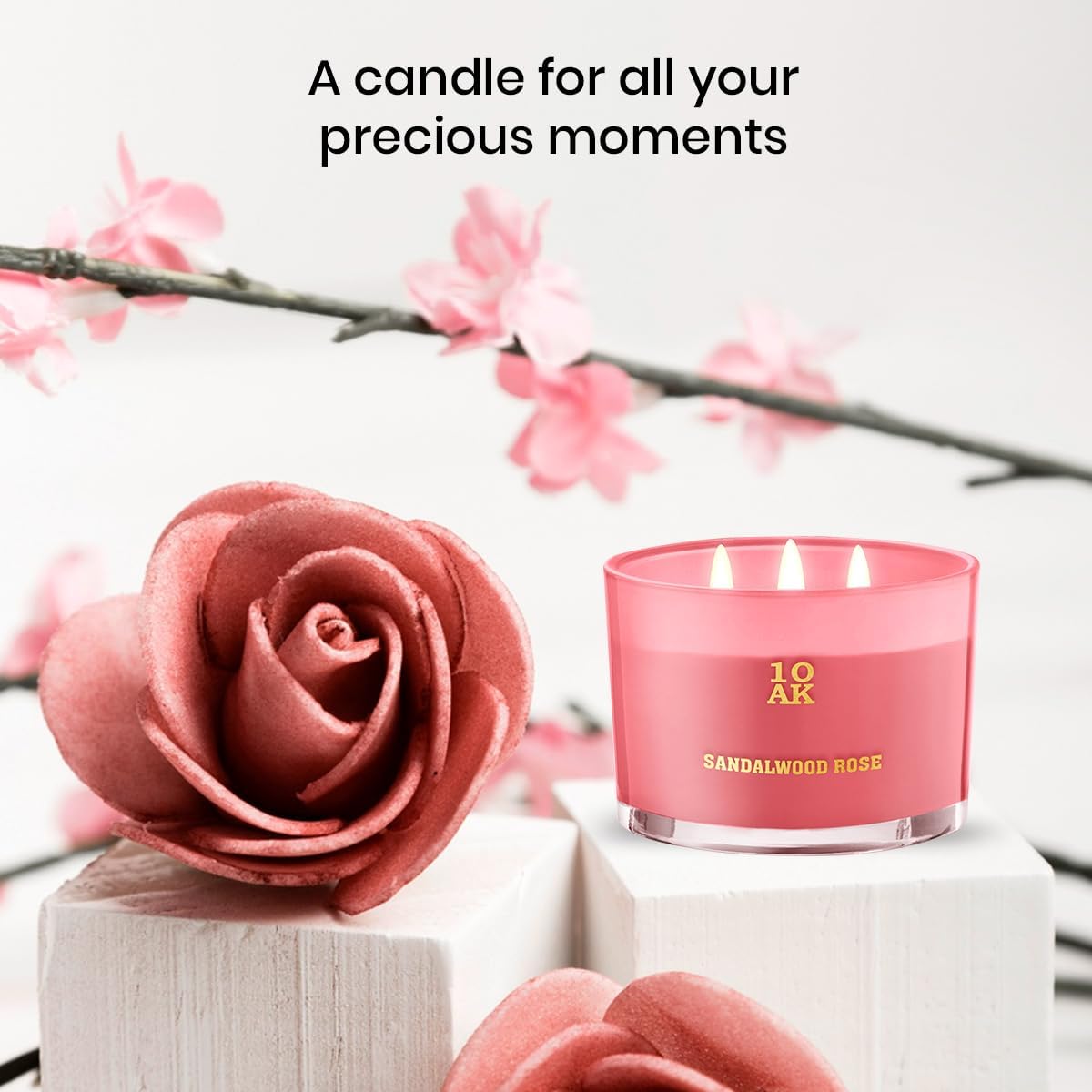 1OAK 3 Wick Sandalwood Rose Candle Luxury Candle for Home