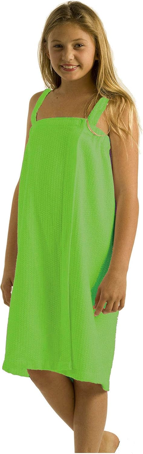 Waffle Square Girls Wrap Cover Up Towel - Lime Medium Size