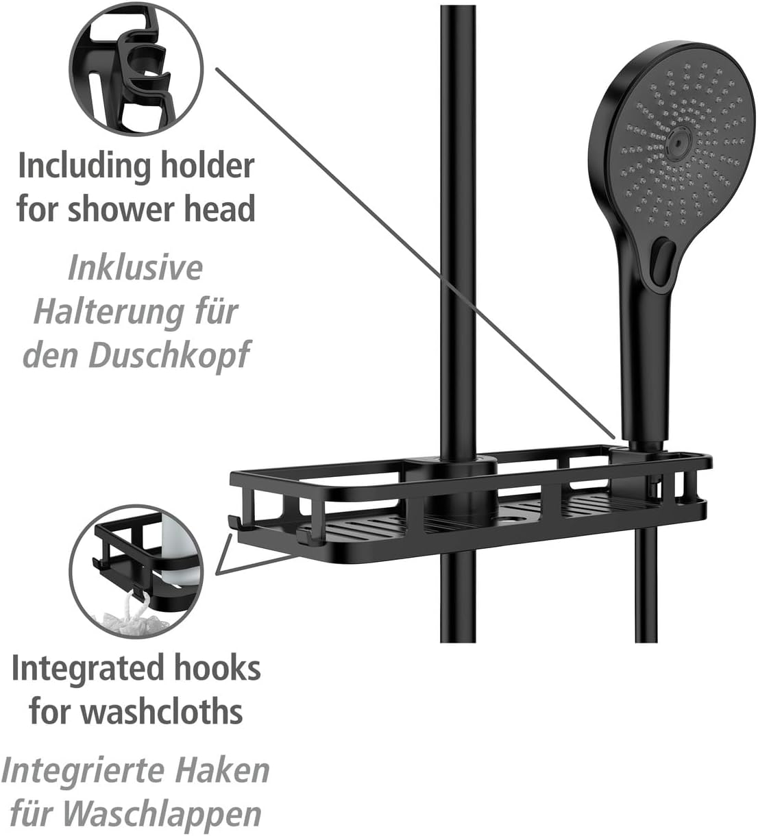WENKO Libert Black Shower Caddy