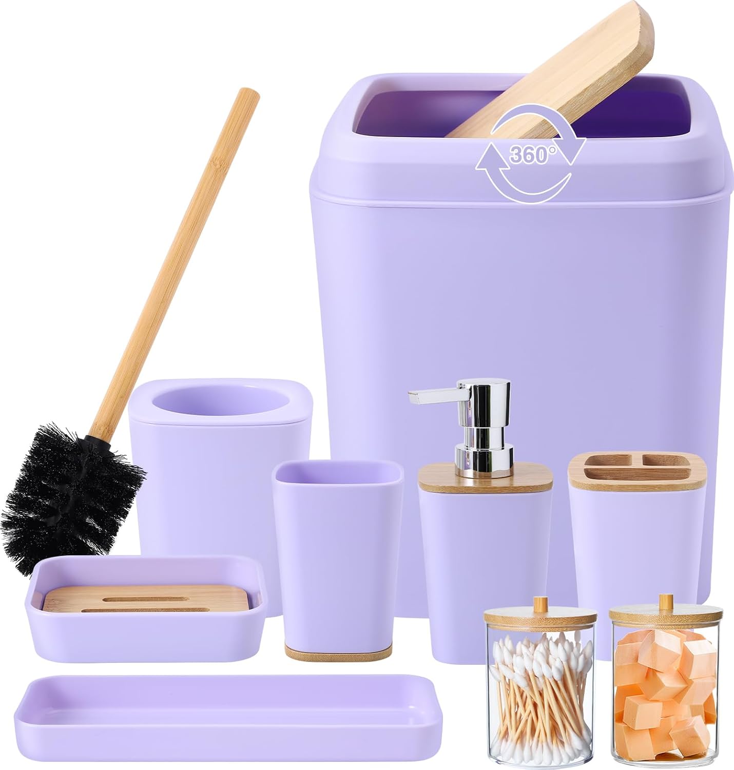 XLHOMO Purple Bathroom Accessories Set 9 pcs