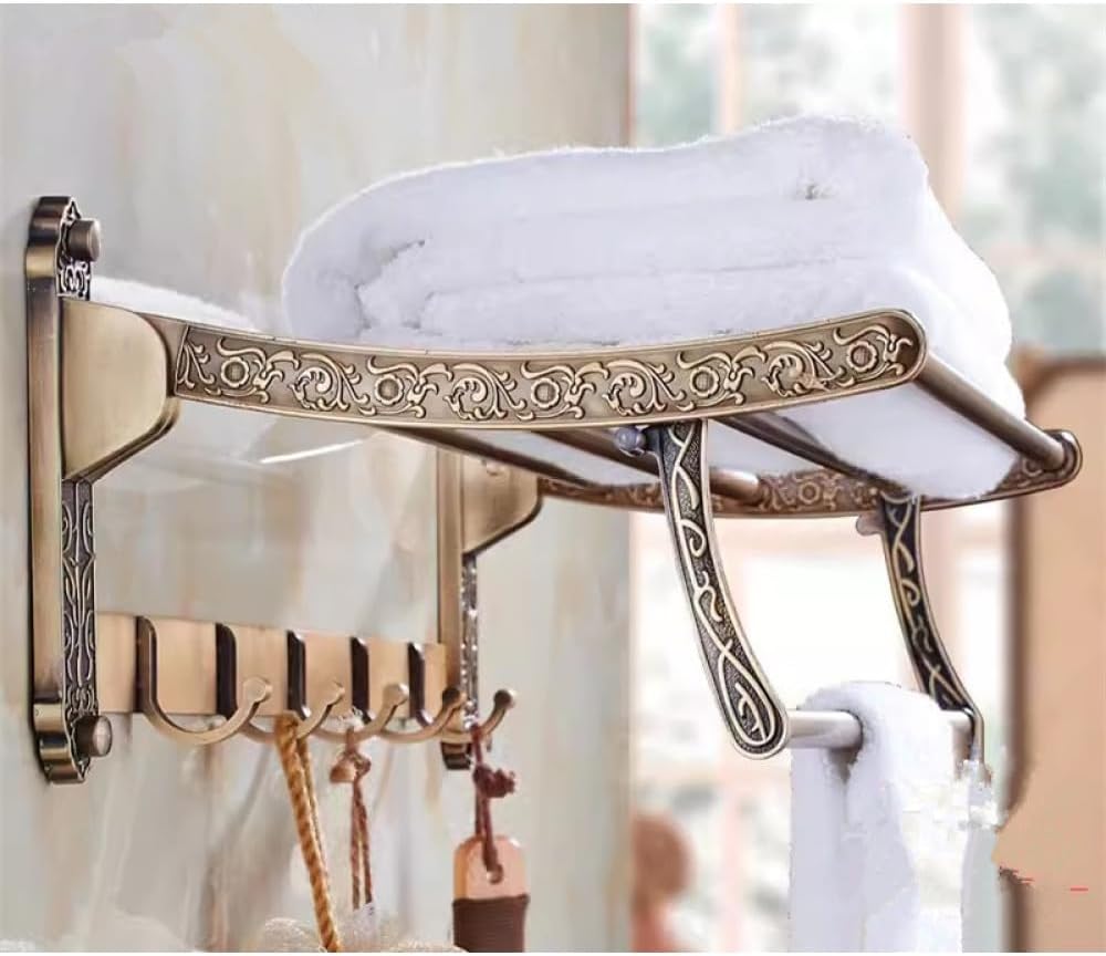 Antique Bronze Aluminum Bathroom Towel Rack with Modern Design