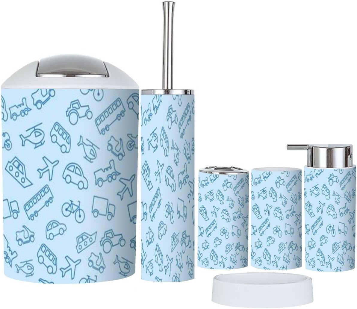 Seamless Texture Luxury 6-Piece Bathroom Accessory Set