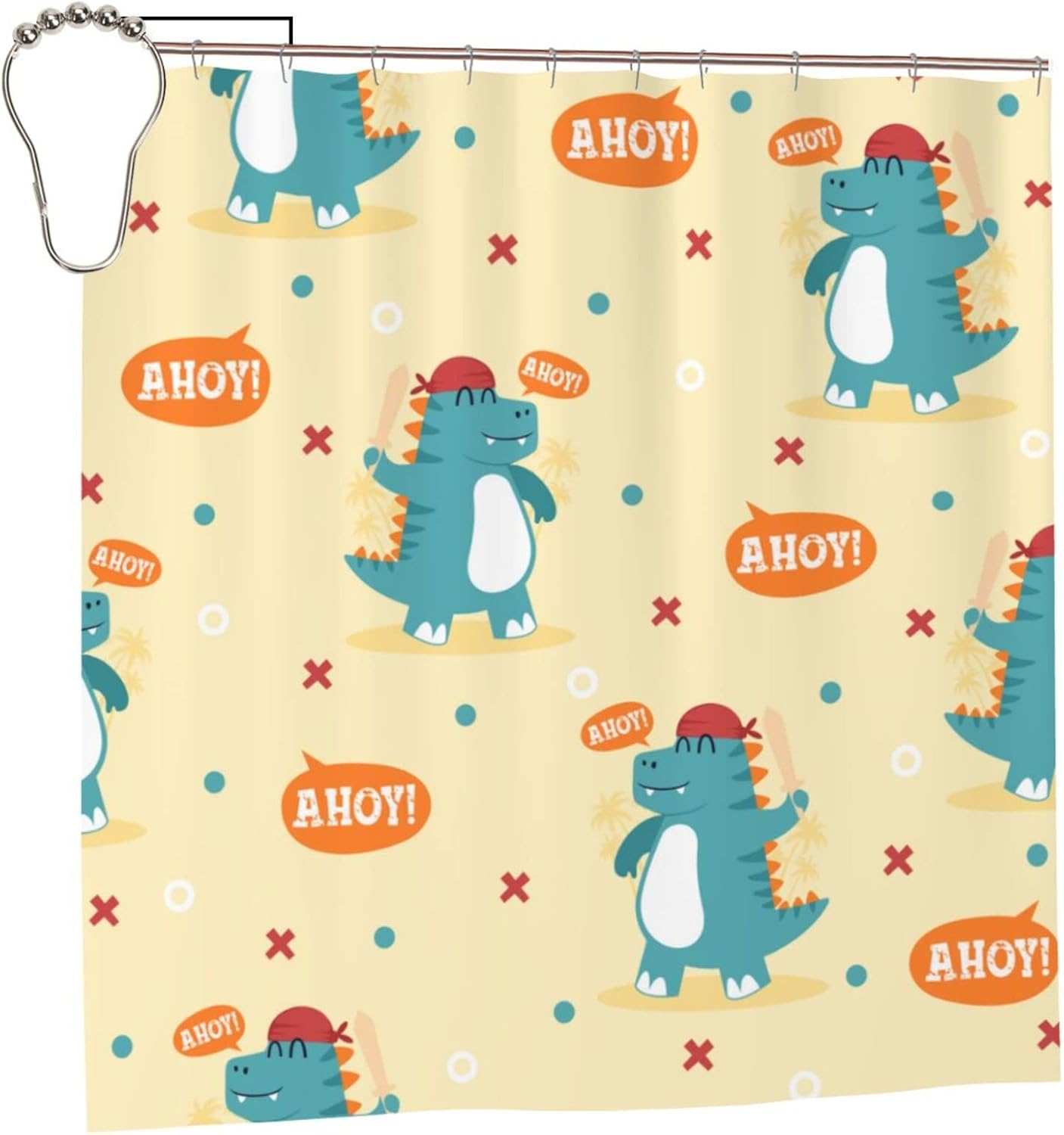 Dinosaur-Themed 72x72-Inch Premium belief Rainbow shower cartn