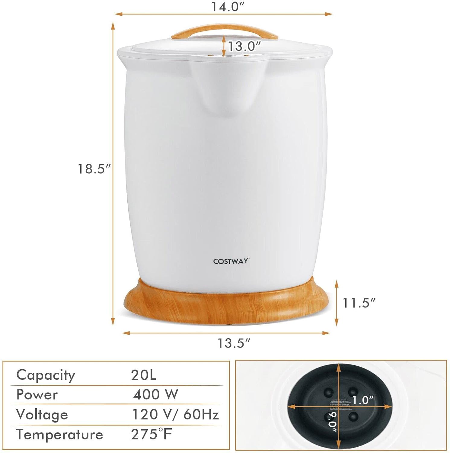 Costway Bucket Towel Warmer With Fragrance Holder