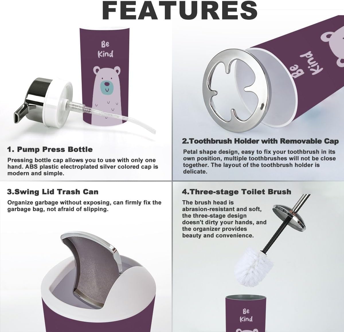 Bathroom Organizers Essential Set Durable Functional Essential for Daily Use