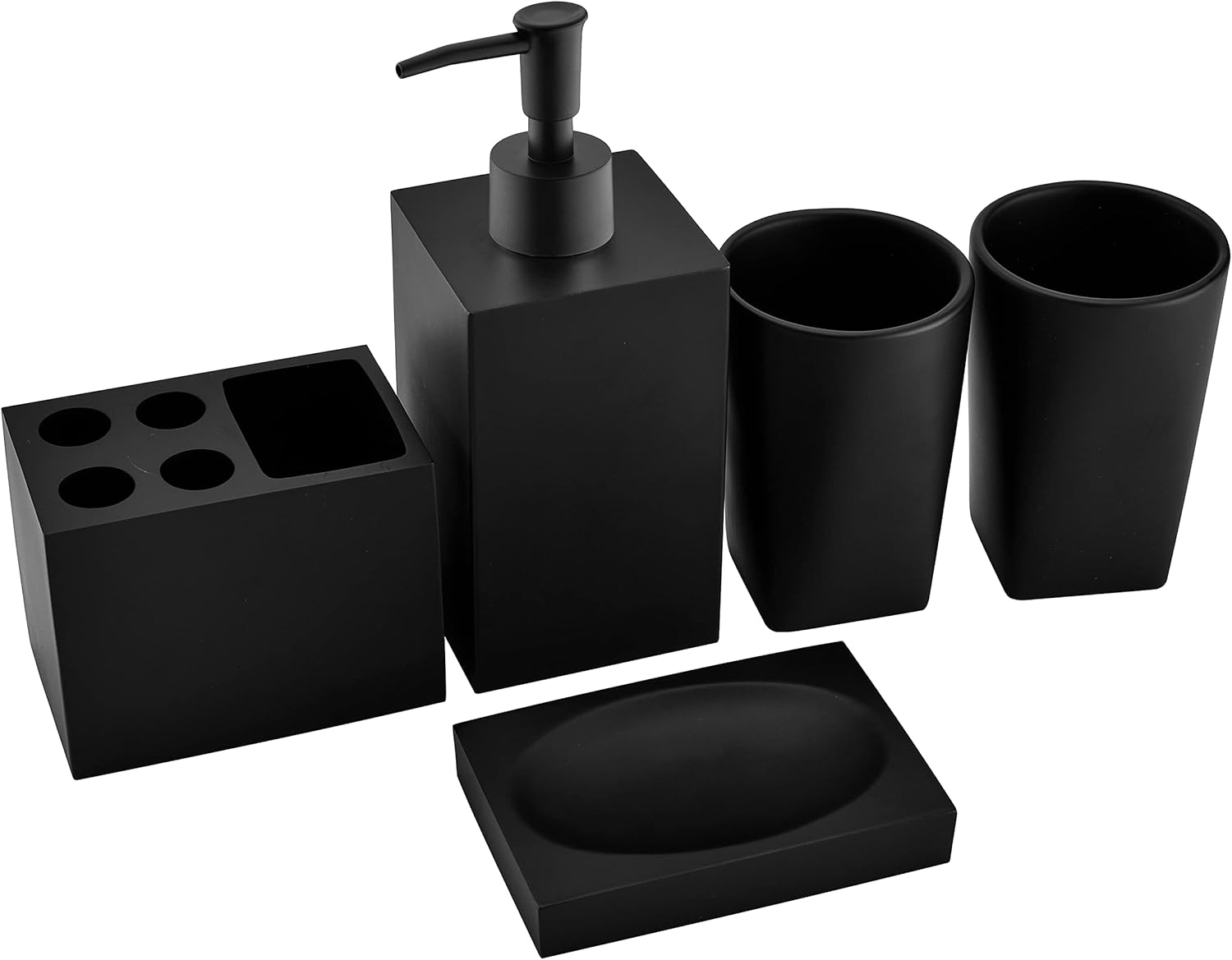 5-Piece Bathroom Accessory Set Matte Black Modern Design