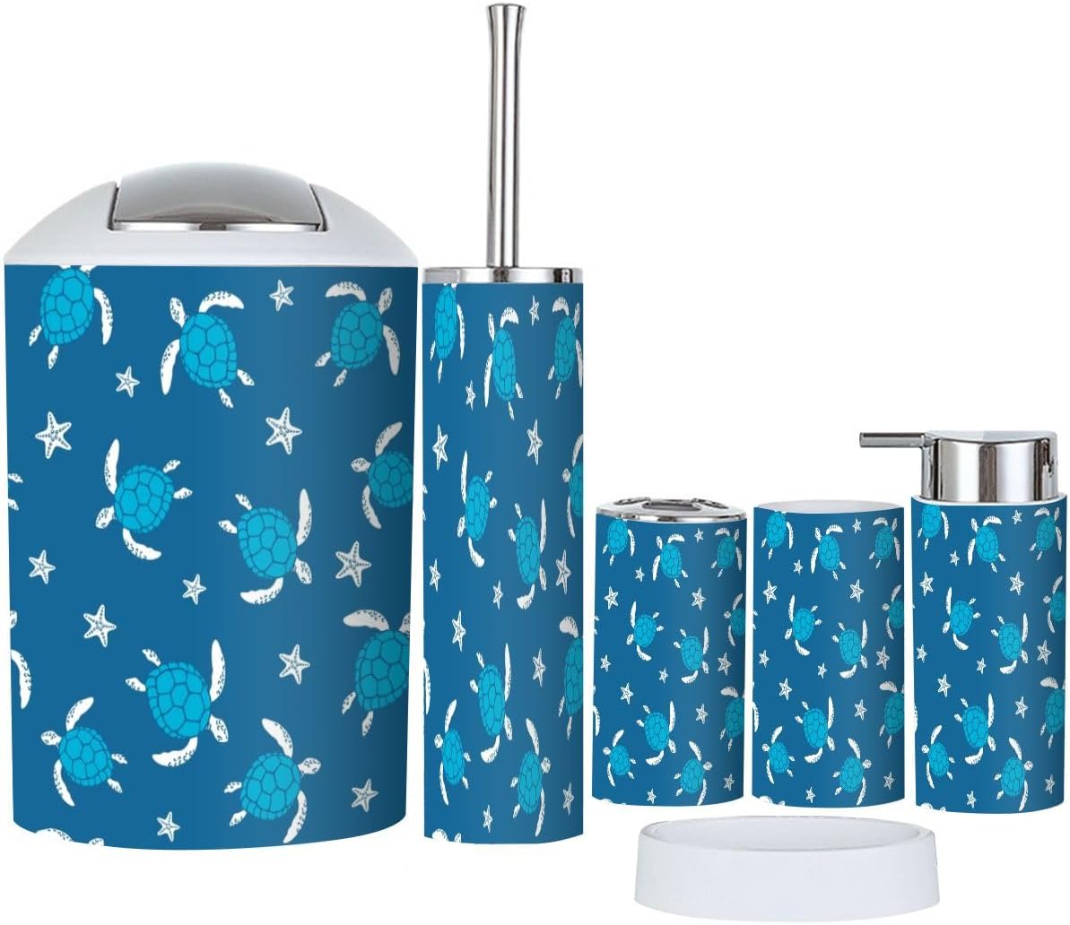 6-Piece Bathroom Set with Turtles Decor