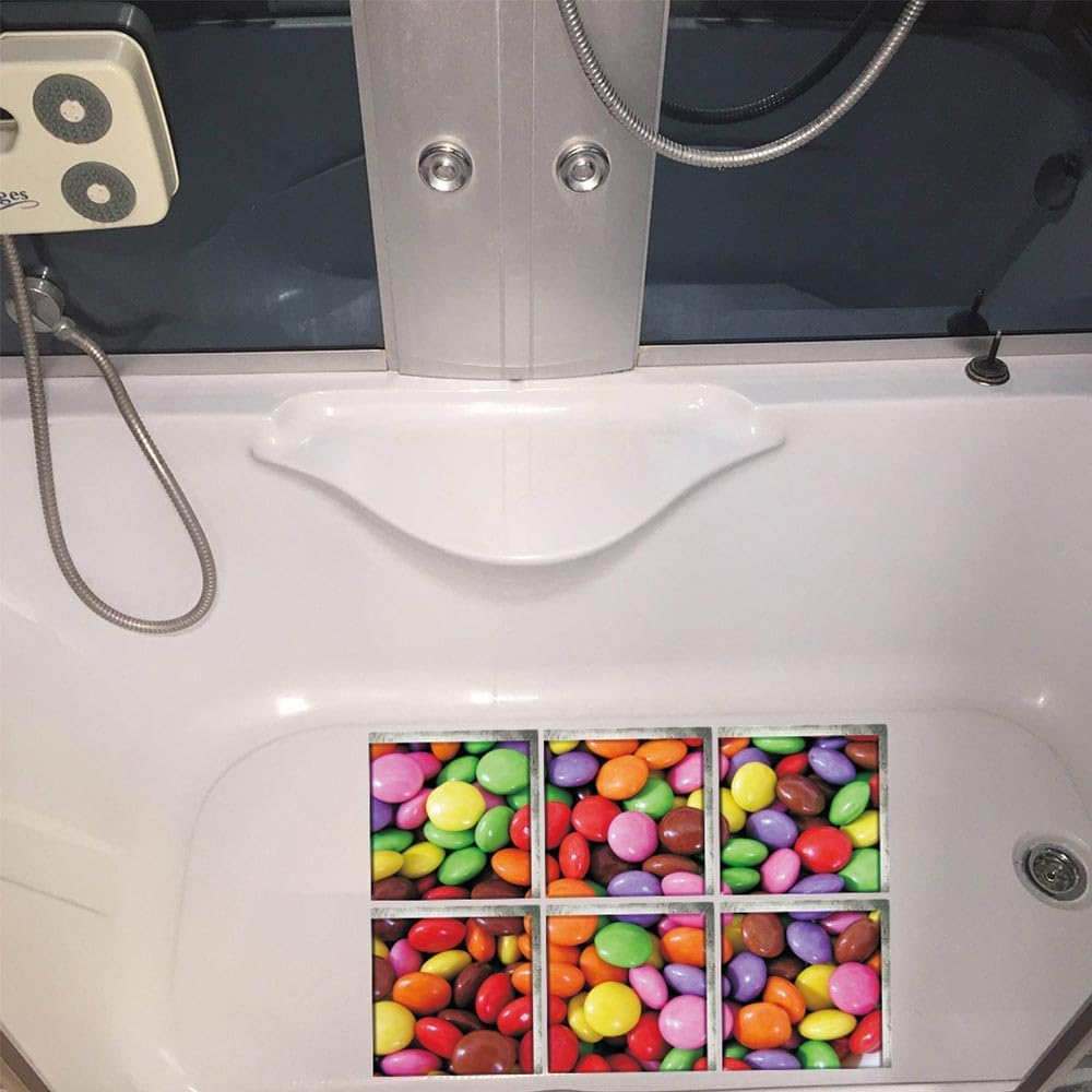 Non-slip bathtub stickers 59x59 inch 6pc anti-adhere rainbow designs
