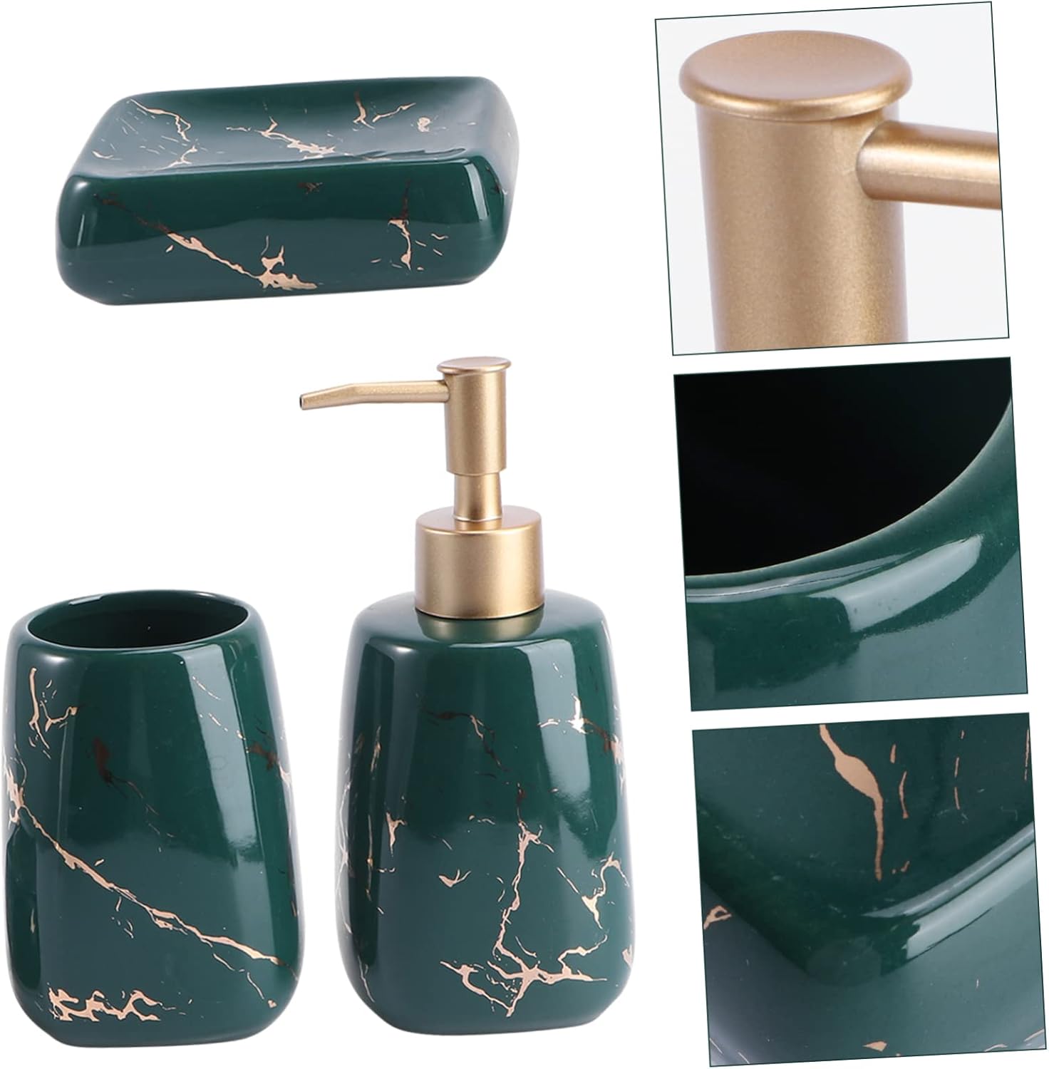 Unomor Bathroom Accessory Set Marble Finish Stylish Organizer