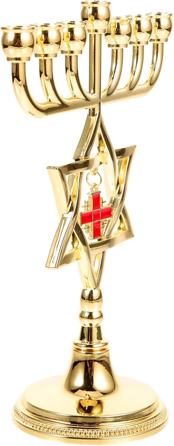 EXCEART 7-Branch Metal Candlestick Holder for Chanukah