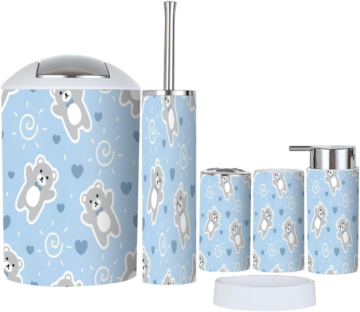 Bathroom Teddy Bear Heart Organizing Set
