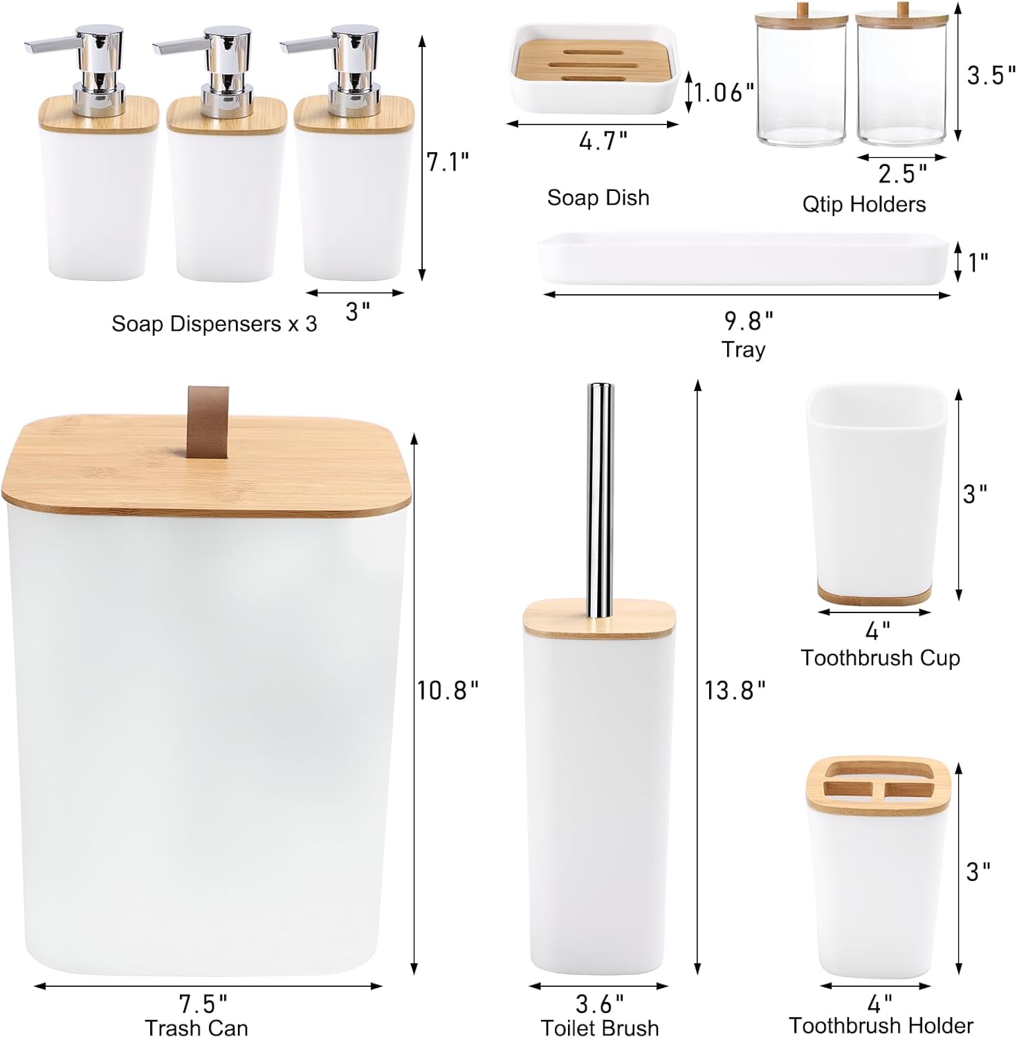 XLHOMO White Bathroom Accessory Set for Modern Home