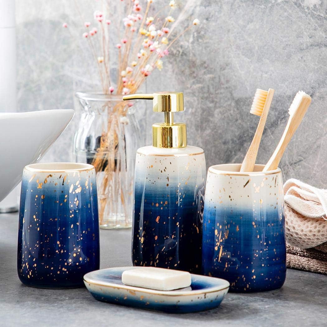 Gradient Blue Ceramic Bathroom Accessory Set for Home