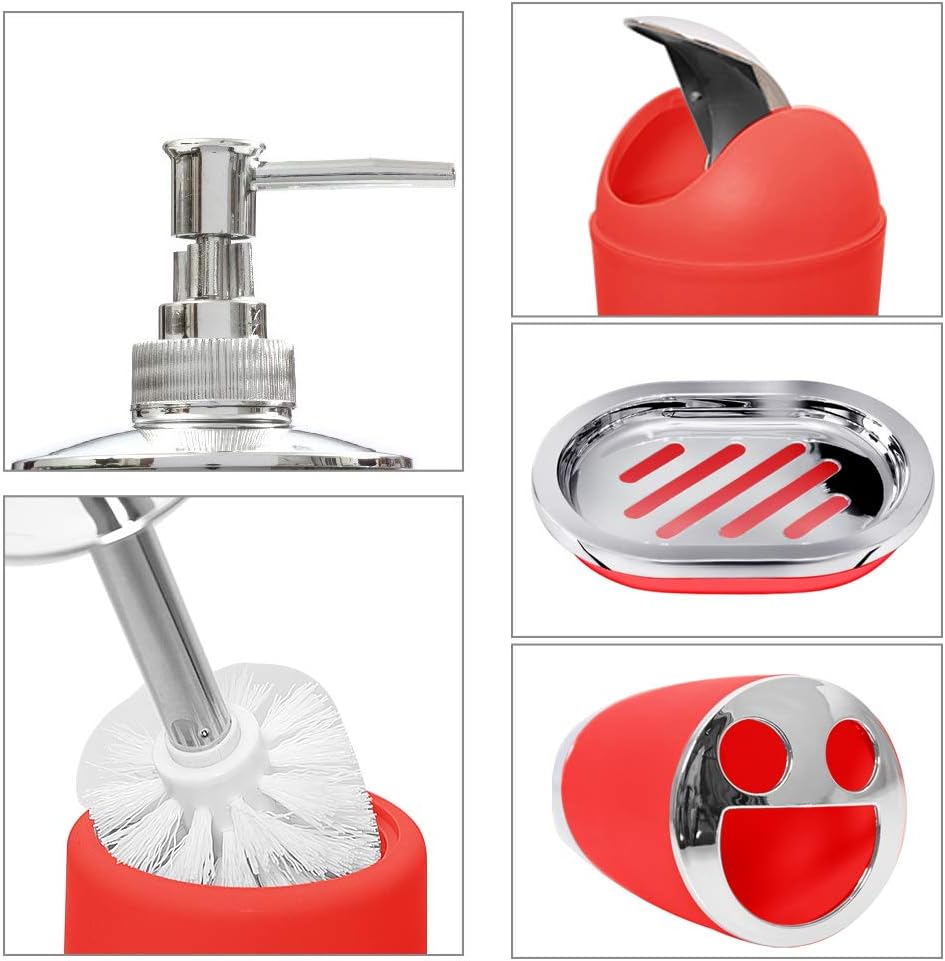 6pc Bathroom Accessories Set Red