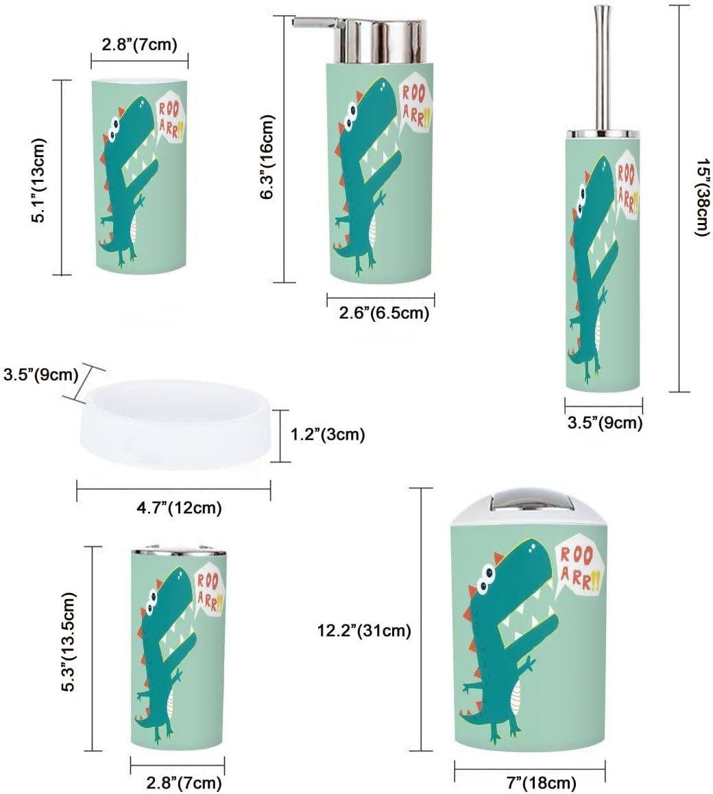 JBNJANKDAV Dinosaur-Themed 6-Piece Bath Accessories Set for Kids