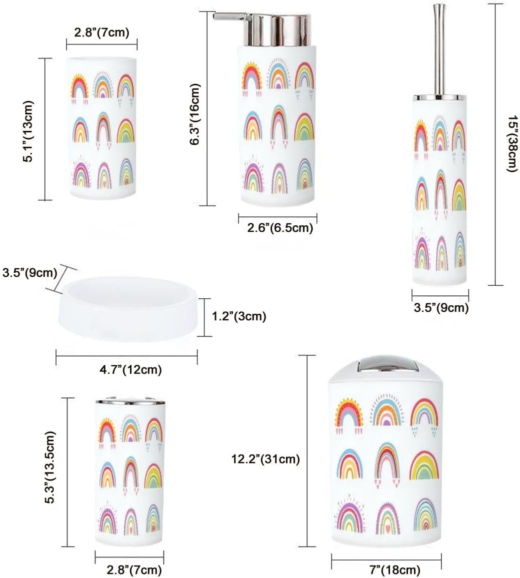 Bathroom Accessory Set for Kids Bright Rainbow Creation
