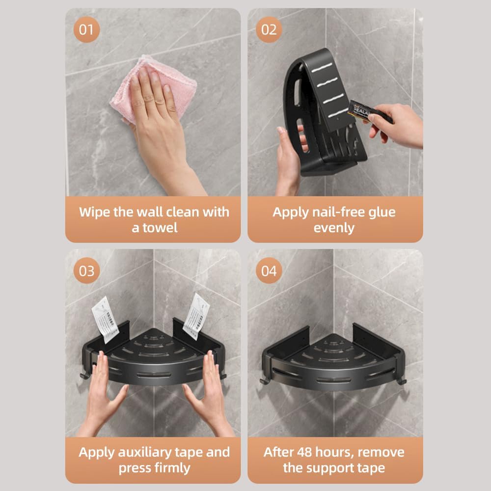 Flowhale Corner Shower Caddy 3-Tier Wall Mounted Organizer