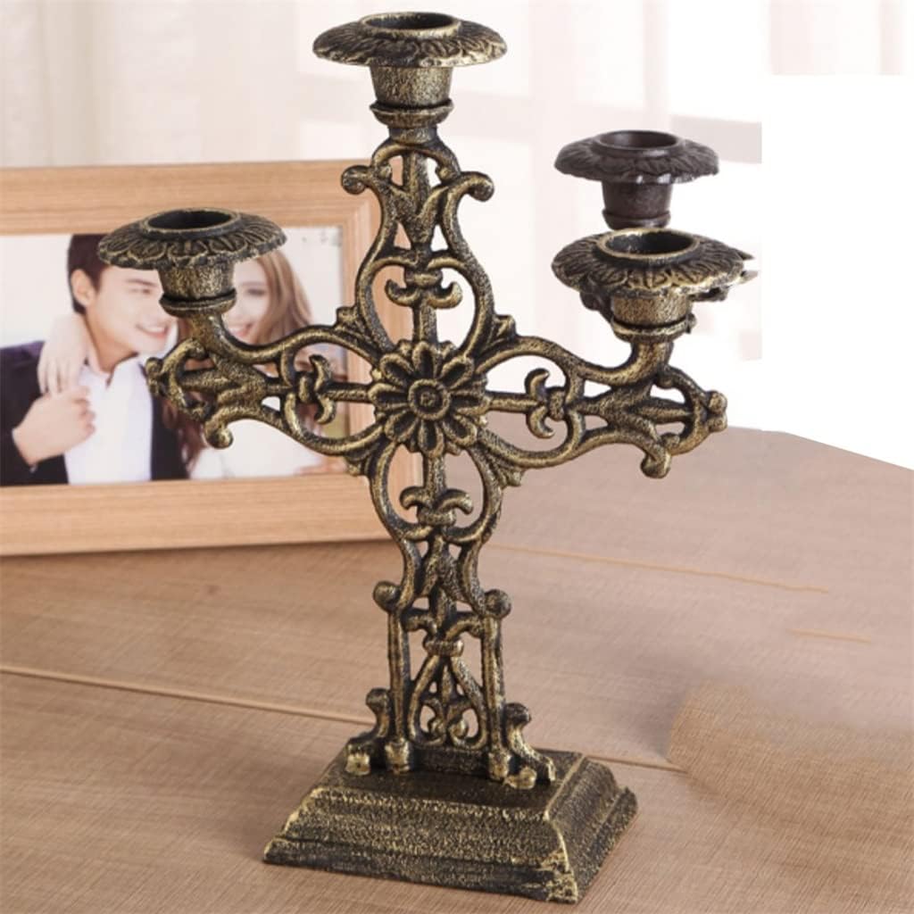 Beautiful European-Derived Cast Iron Three-Head Candle Holder