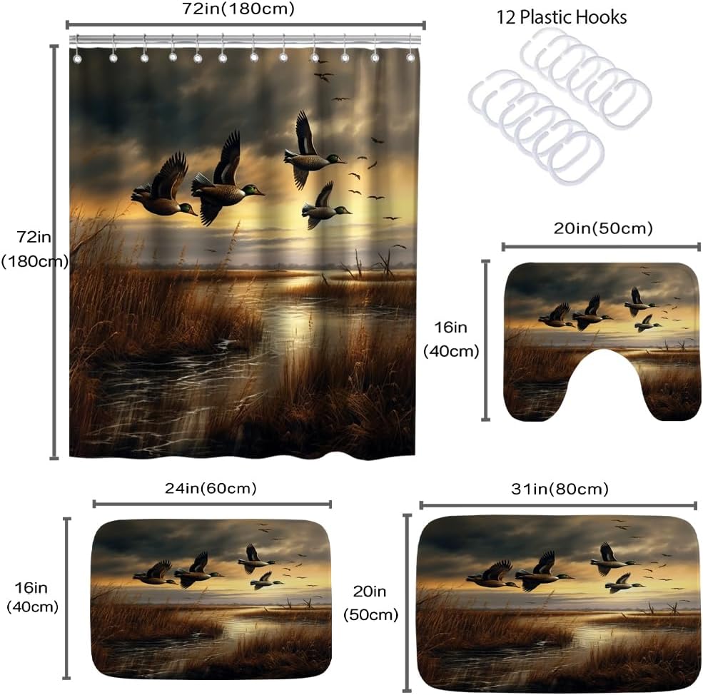 Final Friday Rustic Wild Ducks Flying Hunting Bathroom Set