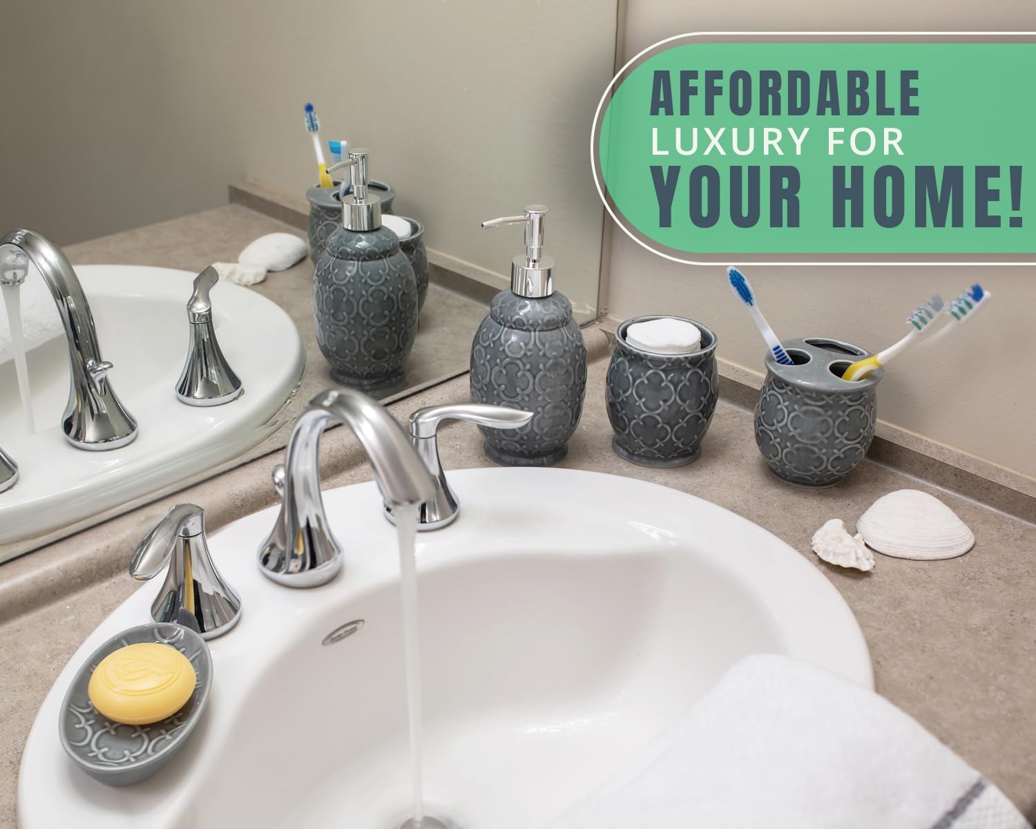 Modern 4-Piece Ceramic Bathroom Accessory Set