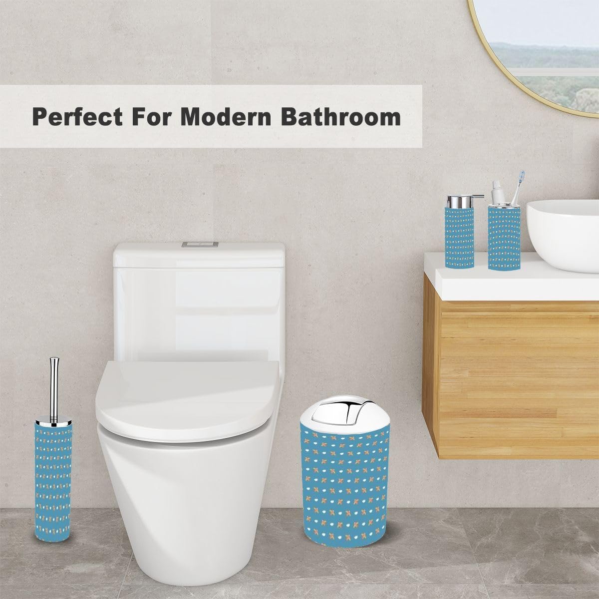 XNGJEMVWXO Bathroom Accessory Set - 6 Piece Cute Organizer Kit
