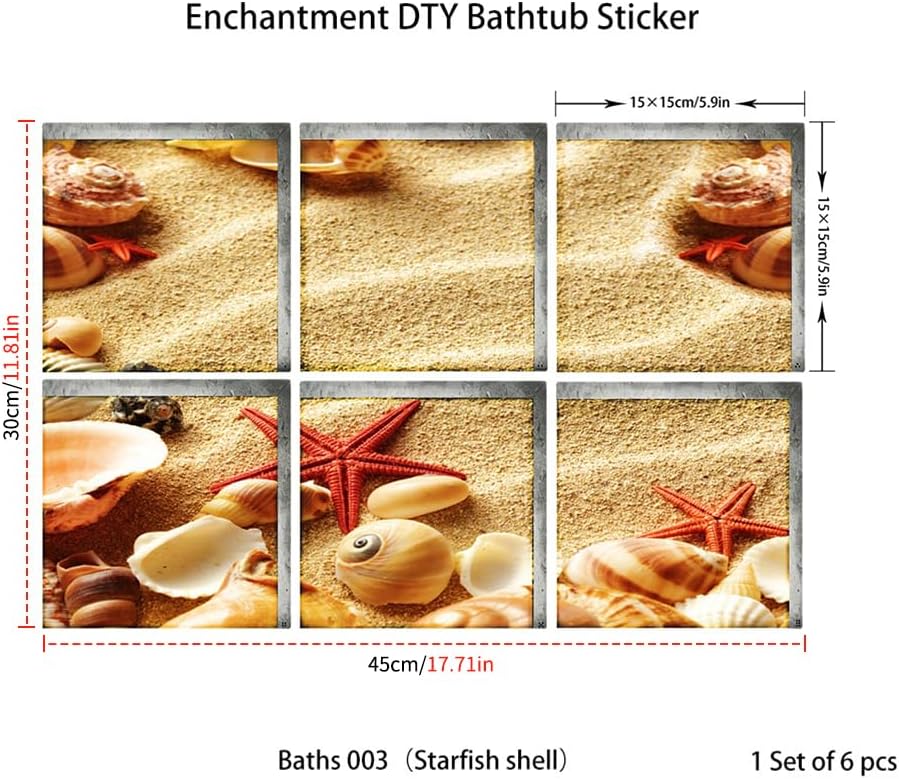 Non Slip Bathtub Stickers Square 59x59 Inch 6pcs